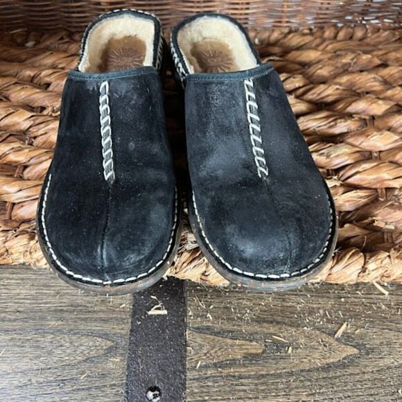 UGG Australia Women's Black Kohala Slipper Comfort Leather Mules Shoes Size 7 - Picture 3 of 8